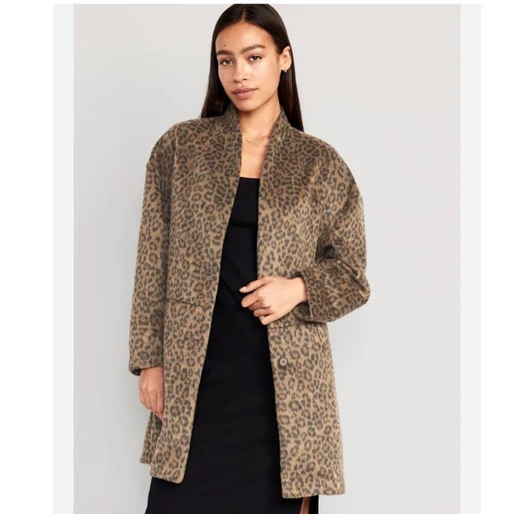 Old Navy Leopard Print Longline Coatigan 2X NEW Soft Knit NWT